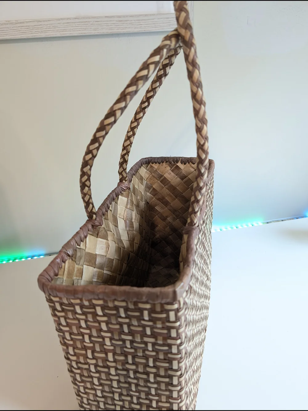 Vintage Hand Woven Wicker and Rattan Tote Bag